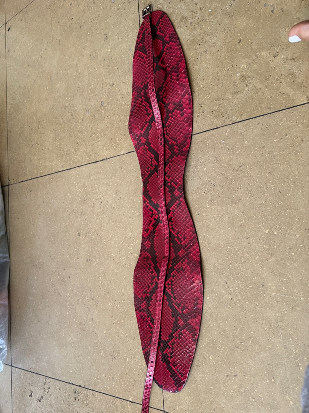 Michael Kors Collection Red and Black Snakeskin-Pattern Waist Belt